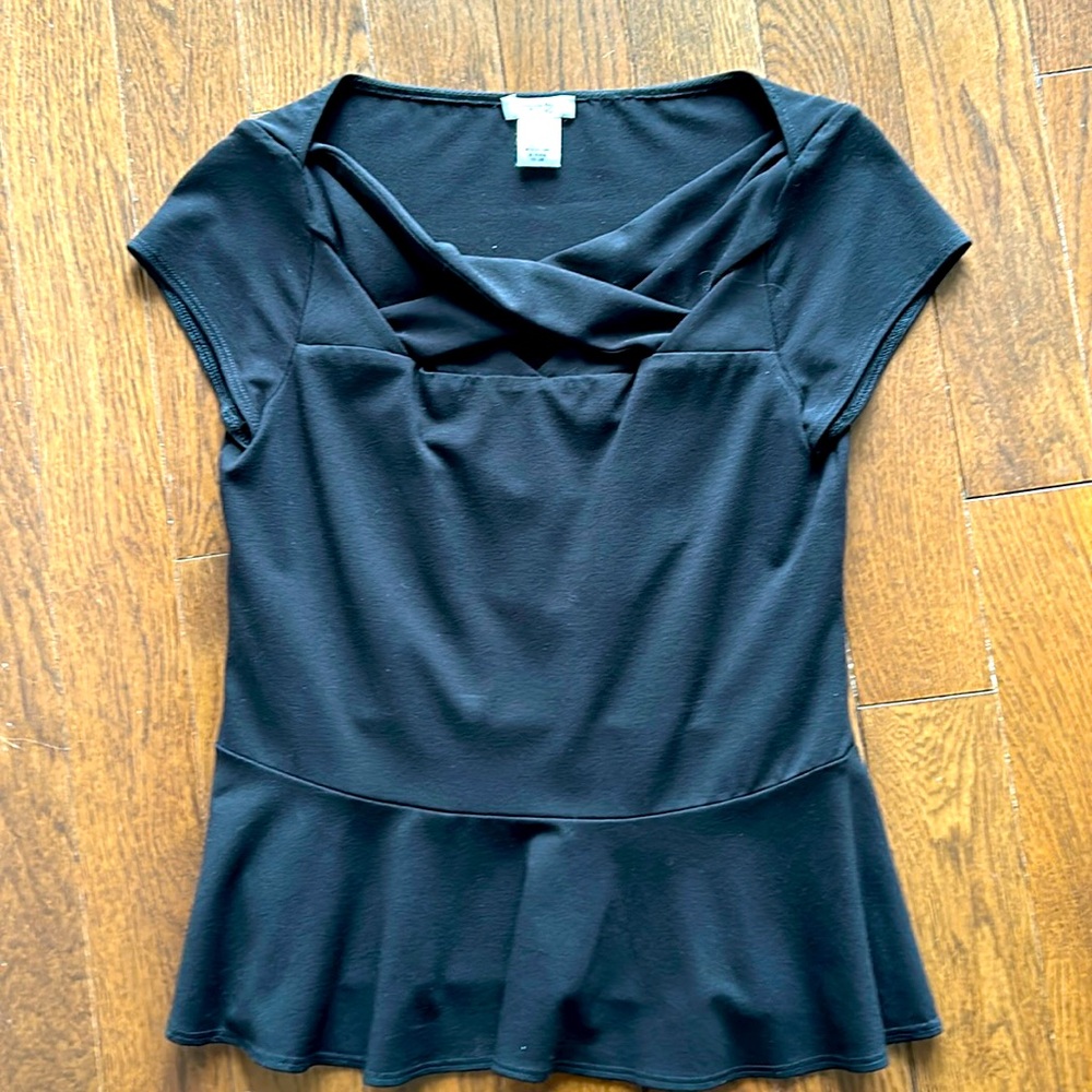 Cache Black Fitted Peblam Capped Sleeve- Size S